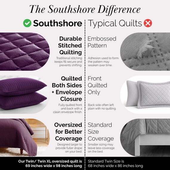 Southshore Fine Linens Vilano Springs Bettwäsche-Set, Übergröße, 2-teilig, Twin/Twin XL, Violett