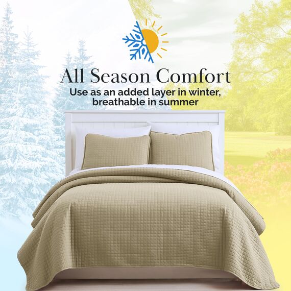 Southshore Fine Living, Inc. Bettwäsche-Set für Doppelbett/Queen-Size-Bett mit 2 passenden Kissenbezügen, leicht, pflegeleicht, maschinenwaschbar, Queen-Size-Größe, Taupe