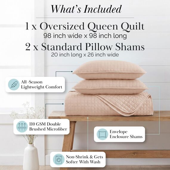 Southshore Fine Living, Inc. Bettwäsche-Set für Doppelbetten, volle Größe mit 2 passenden Kissenbezügen, leichter Bettbezug, pflegeleicht, maschinenwaschbar, Queen-Size-Größe, Tagesdecke, Rouge