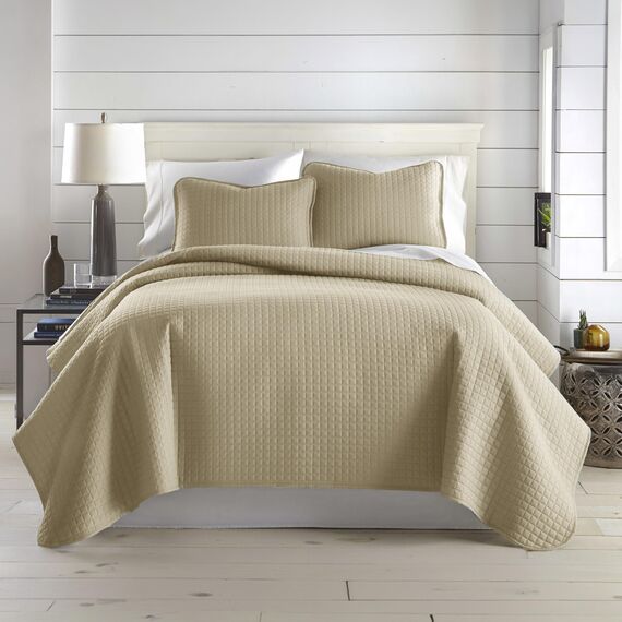 Vilano Springs, Premium-Qualität, weich, knitterfrei, farbecht und schmutzabweisend, Easy Case, übergroßes Bettbezug-Set mit 1 Steppdecke und 1 Kissenbezug, Twin-XL, Taupe