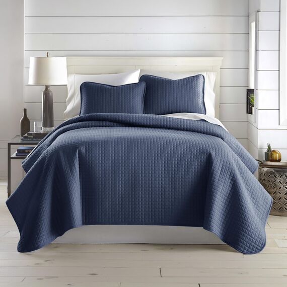 Southshore Fine Living, Inc. Quilts, Queen-Size-Bettwäsche-Set, knitterfrei, Flecken- und tierhaarresistent, pflegeleicht, Queen-Size-Bettüberwurf mit 2 Kissenbezügen, Dunkelblau