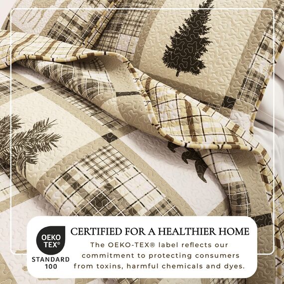Great Bay Home Bettwäsche-Set, Lodge Tagesdecke Größe Steppdecke mit 2 Kissenbezügen, Kabine 3-teilig, wendbar, für alle Jahreszeiten, rustikale Steppdecke, Stonehurst Kollektion, Full/Queen