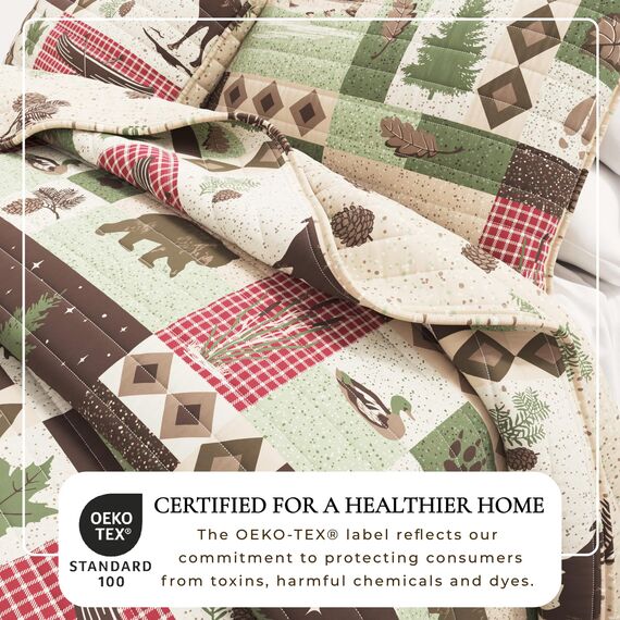Great Bay Home Lodge Bettwäsche-Set – 2-teiliges Bettwäsche-Set für Doppelbetten in XL-Größe, rustikales Bettwäsche-Set – leicht, wendbare Tagesdecke für alle Jahreszeiten, Lodge Patchwork