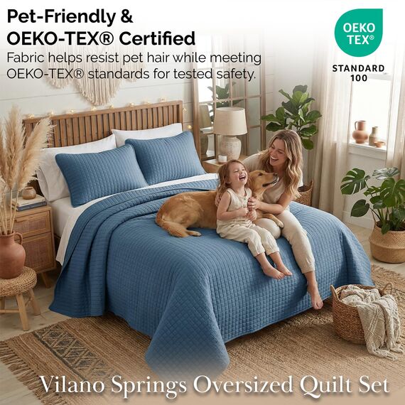 Southshore Fine Living, Inc. Bettwäsche-Set für Doppelbett, weiche Mikrofaser, flecken- und tierhaarbeständige Bettwäsche, XL-Doppeldecke mit Kissenbezug, Koronettblau