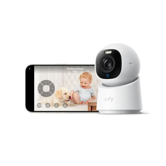 eufy Innenkamera E30, neueste Generation, 4K 8MP UHD Sicherheitskamera, 360° Abdeckung, 6× optischer Zoom, Farbnachtsicht, KI-Erkennung Mensch/Tier/Weinen, Auto-Tracking Mensch/Tier, HomeKit, Weiß