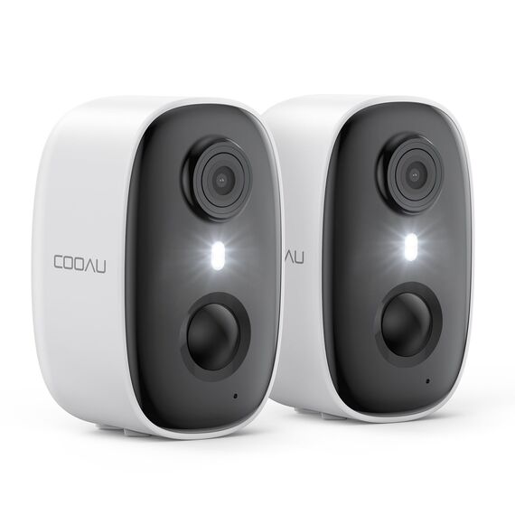 COOAU 2 Stück Akku Überwachungskamera Aussen - 2K WLAN Kabellose Kamera Überwachung Innen mit Farbige Nachtsicht | PIR-Bewegungserkennung | Teilen | Zwei-Wege-Audio