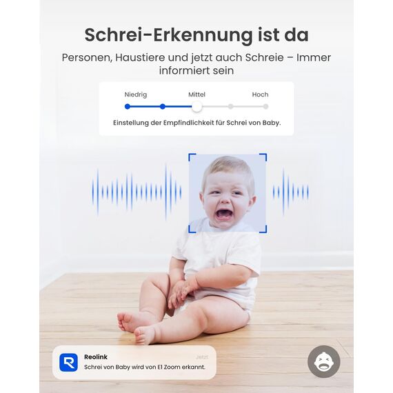 Reolink 4K PTZ WLAN Überwachungskamera Innen, 2,4/5 GHz Wi-Fi 6, Babyphone mit Kamera, 3X Optischer Zoom, Auto-Tracking, Indoor Kamera für Kids, Hundekamera, Mensch/Haustier/Schreierkennung, E1 Zoom