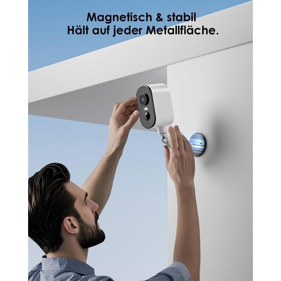 CZEview 2K Überwachungskamera Aussen Akku, Magnetische Montage, 300° Horizontaler PTZ,Bewegungserkennung, WLAN Kabellose Überwachungskamera außen/innen, 2.4G, 2-Wege Audio, Farbige Nachtsicht, IP65
