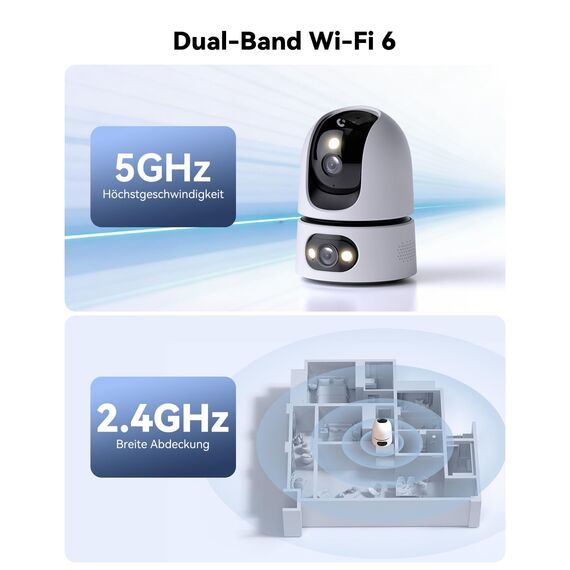 Imou 2K+2K Dual Kameras Überwachung Innen mit KI Mensch/Tier, 2.4/5GHz WLAN 360° PTZ Überwachungskamera Innen, Farbnachtsicht, Automatische Verfolgung, 2-Wege-Audio, Sirene, Modus Privat, 2 Pack
