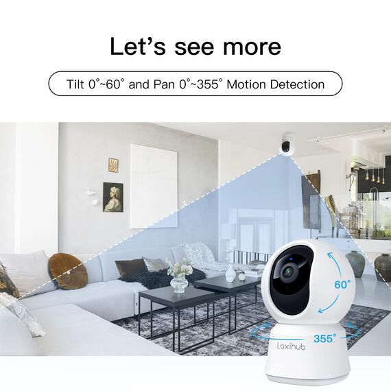 LAXIHUB Hundekamera mit App 2K/3MP HD Kamera Überwachung Innen 2,4 GHz, Hundekamera Nachtsicht Innenkamera WLAN 2-Wege-Audio Haustierkamera Bewegungs- & Geräuscherkennung, 2PC