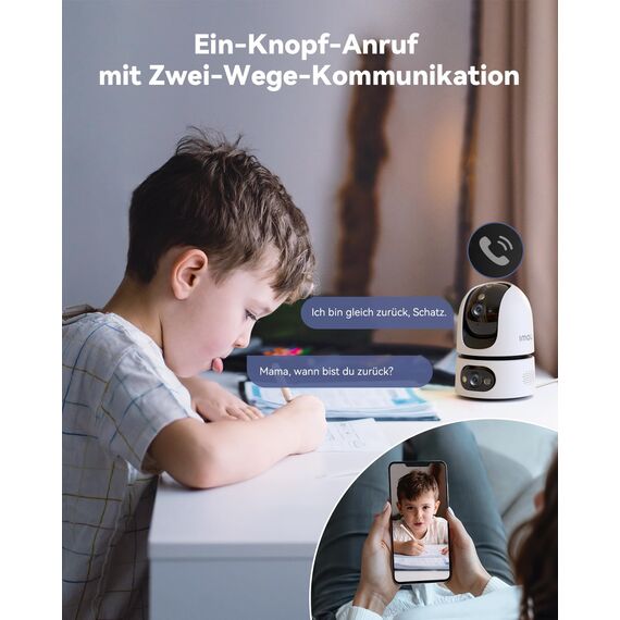 Imou 2K+2K Dual Kameras Überwachung Innen mit KI Mensch/Tier, 2.4/5GHz WLAN 360° PTZ Überwachungskamera Innen, Farbnachtsicht, Automatische Verfolgung, 2-Wege-Audio, Sirene, Modus Privat, 2 Pack