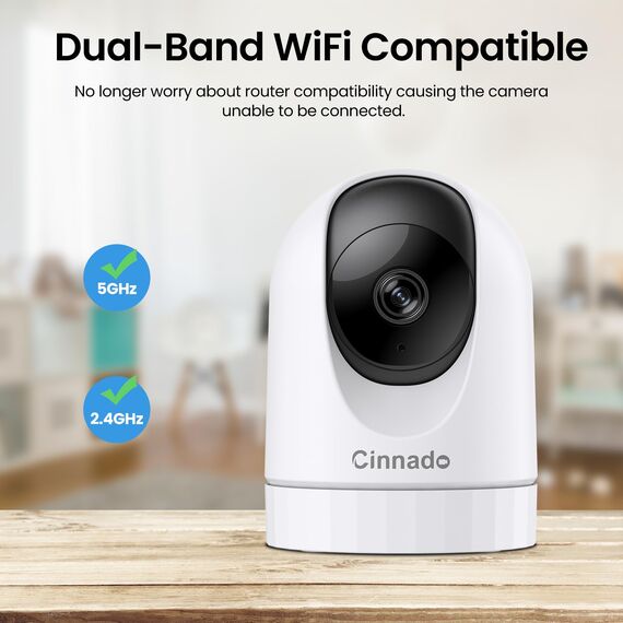 Cinnado 5MP Babyphone mit Kamera - 5G/2,4GHz Überwachungskameras Innen, WLAN Kamera Indoor, 360 Grad Hundekamera mit Bewegungsverfolgung, kompatibel mit Alexa