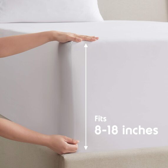 Nestl Luxus-Bettwäsche-Set für Queensize-Betten, 4-teilig, extra weich, 1800 Mikrofaser, mit Spannbetttuch, Bettlaken und 2 Kissenbezügen, atmungsaktiv, Hotelqualität, Komfort und Weichheit – Weiß