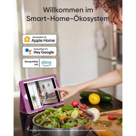 eufy Innenkamera E30, neueste Generation, 4K 8MP UHD Sicherheitskamera, 360° Abdeckung, 6× optischer Zoom, Farbnachtsicht, KI-Erkennung Mensch/Tier/Weinen, Auto-Tracking Mensch/Tier, HomeKit, Weiß