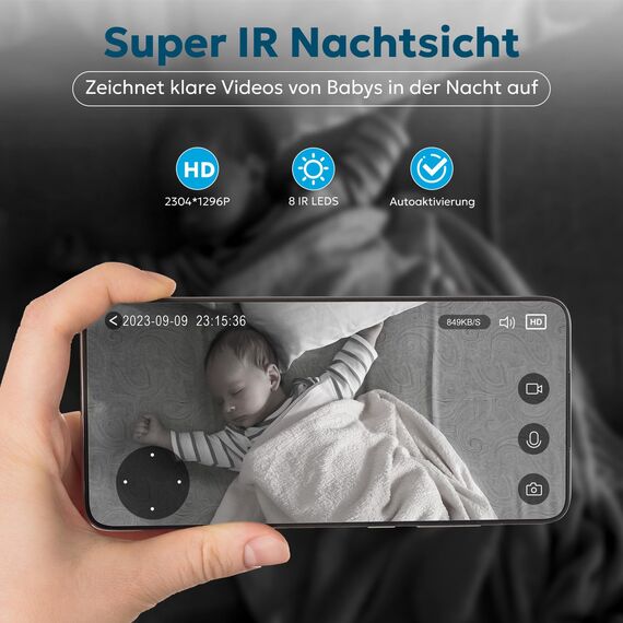 litokam Little elf Überwachungskamera Innen, 2K Babyphone mit Kamera mit Bewegungserkennung, 360°WLAN Kamera überwachung innen mit 2-Wege-Audio, Nachtsicht, Hundekamera Haustierkamera mit app, Alexa
