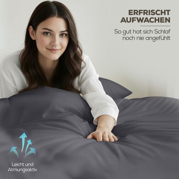 Utopia Bettwäsche-Set – 3-teiliges Mikrofaser-Set – Enthält 1 x 200 x 200 cm Bettbezug mit sicherem Reißverschluss und 2 x 50 x 75 cm Kissenbezüge im Briefumschlagstil (Grau)