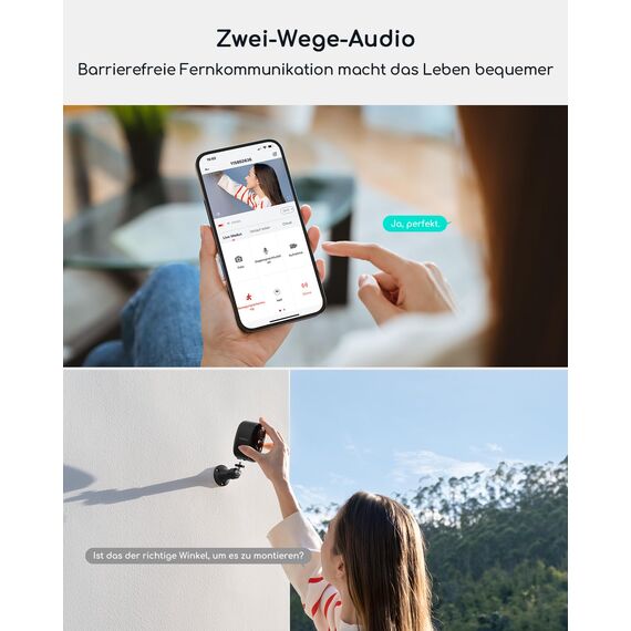 COOAU 2K Überwachungskamera Aussen Solar Akku，Kabellos IP Kamera Innen mit Wiederaufladbare Batterie, PIR-Bewegungserkennung, Farbige Nachtsicht, Ton- und Lichtalarm, Lokaler Speicher/Cloud-Speicher