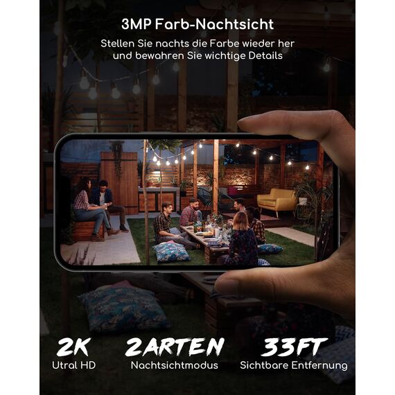 COOAU 2K WiFi6 Überwachungskamera Aussen | Innen Akku WLAN Kabellos Wiederaufladbare IP Kamera mit PIR-Bewegungserkennung, Lange Zeit Standby mit Nachtsicht in Farbe und 2 Wege Audio, IP65