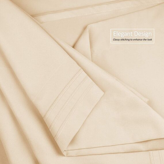 Nestl Bettlaken-Sets in voller Größe – 6-teiliges weiches Mikrofaser-Bettwäsche-Set mit tiefen Taschen – schrumpf- und lichtbeständige Bettlaken und Kissenbezüge – voll, beige/Creme