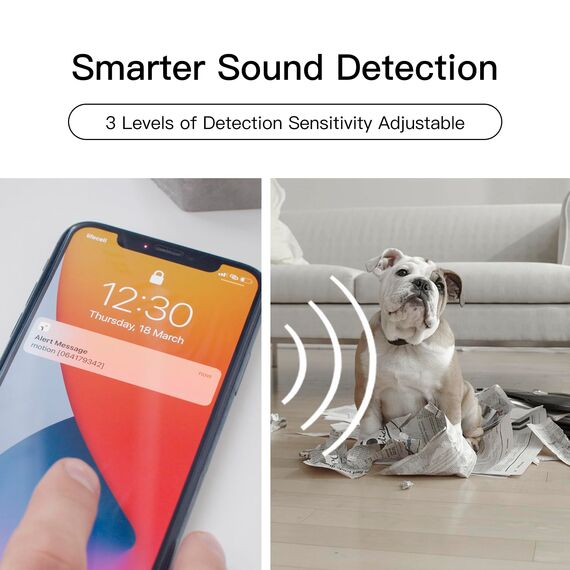 LAXIHUB Hundekamera mit App 2K/3MP HD Kamera Überwachung Innen 2,4 GHz, Hundekamera Nachtsicht Innenkamera WLAN 2-Wege-Audio Haustierkamera Bewegungs- & Geräuscherkennung, kompatibel mit Alexa