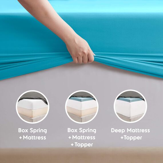 Nestl Bettlaken-Set – 1800 tiefe Taschen, Bettwäsche-Set – Hotel Luxus Doppelbett-gebürstete Mikrofaser – Spannbettlaken, Bettlaken, Kissenbezüge Split King Beach Blue
