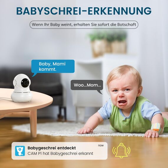 litokam Little elf Überwachungskamera Innen, 2K Babyphone mit Kamera mit Bewegungserkennung, 360°WLAN Kamera überwachung innen mit 2-Wege-Audio, Nachtsicht, Hundekamera Haustierkamera mit app, Alexa