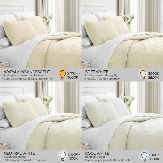 Vilano Springs, Premium-Qualität, weich, knitterfrei, farbecht und schmutzabweisend, Easy Case, übergroßes Bettbezug-Set mit 1 Steppdecke und 2 Kissenbezügen, King / California King, gebrochenes Weiß