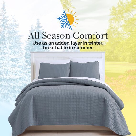 Southshore Fine Living, Inc. Übergroßes Bettwäsche-Set für King-Size-Bett, blaue Tagesdecke, King California-Steppdecke mit 2 passenden Kissenbezügen, Mikrofaser-Bettbezug-Set, übergroße