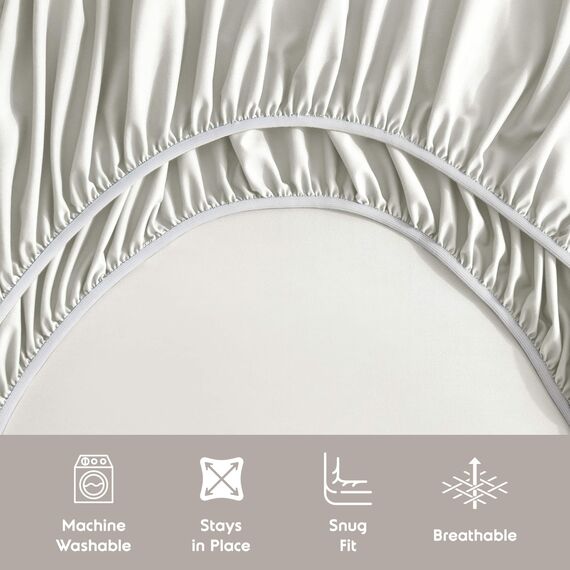 Nestl Split-King-Bettwäsche-Set, 1800, ultraweiche Mikrofaser, doppelt gebürstet, tiefe Taschen, einfache Passform, 5-teiliges Set, Bettlaken und Kissenbezüge (geteiltes Kingsize, gebrochenes Weiß)