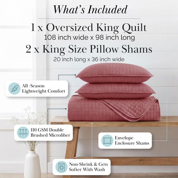 Southshore Fine Linens Bettwäsche-Set, Übergröße, 3-teilig, Kingsize, Marsala (Terrakotta)