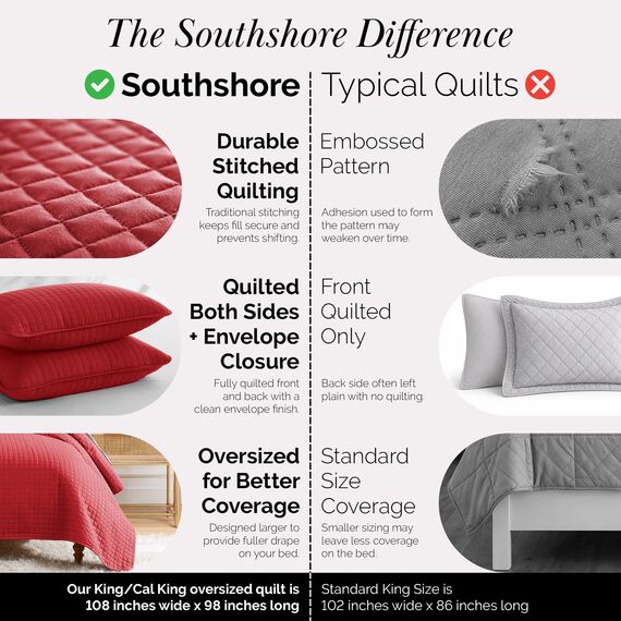 Southshore Fine Living, Inc. Bettwäsche-Set für King-Size-Betten mit 2 Kissenbezügen, weiche Mikrofaser-Tagesdecke, flecken- und tierhaarbeständige Bettwäsche, Cal/Kingsize-Bettwäsche-Set mit 2