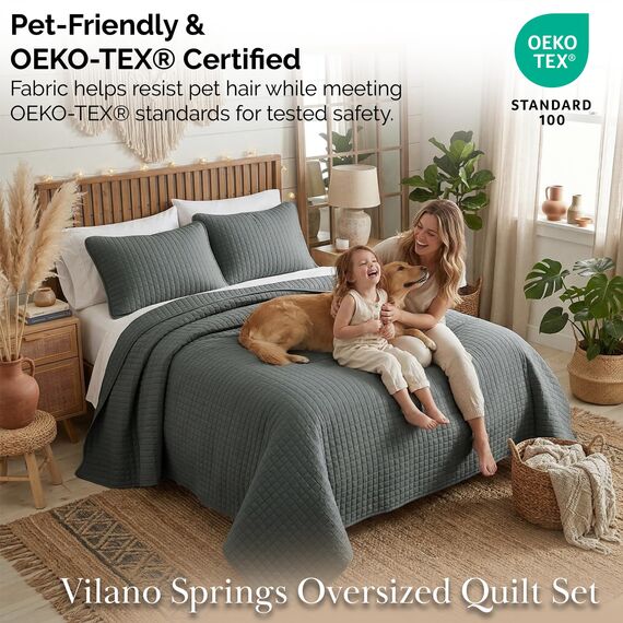 Southshore Fine Living, Inc. Vilano Springs, Premium-Qualität, weich, knitterfrei, farbecht und schmutzabweisend, pflegeleicht, übergroßes Bettwäsche-Set mit 1 Steppdecken-Set und 2 Kissenbezügen,