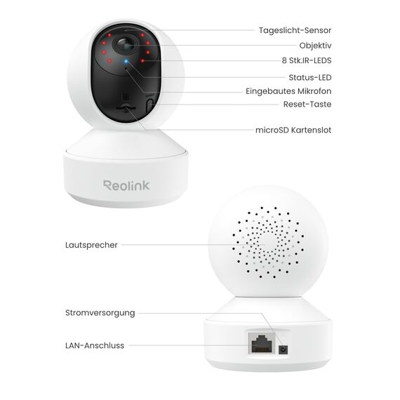 Reolink 3K Überwachungskamera Innen WLAN Schwenkbar, Home und Baby Monitor mit Personen-/Haustier-/Baby-Schreierkennung, Auto-Tracking, 2,4/5GHz WiFi IP Kamera Indoor, 5MP IR-Nachtsicht, E1 Pro