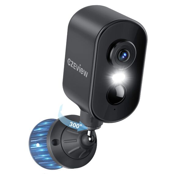 CZEview 2K Überwachungskamera Aussen Akku, Magnetische Montage,Bewegungserkennung,WLAN Kabellose Überwachungskamera außen/innen,2.4G,2-Wege Audio,Farbige Nachtsicht,IP65 Wasserdicht (Ganz schwarz)
