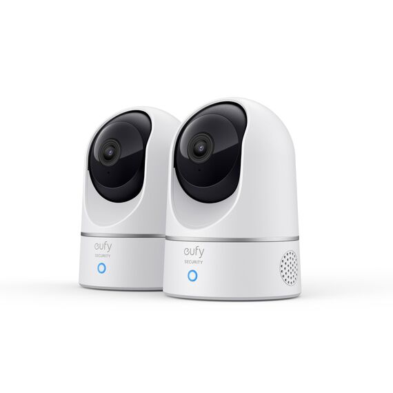 eufy Security Indoor Cam E220, 2er-Pack, 2K Überwachungskamera Innen, WLAN, Schwenkbar, mit Nachtsicht, Personen- & Haustiererkennung, Bewegungsverfolgung, HomeBase 3 Kompatibel