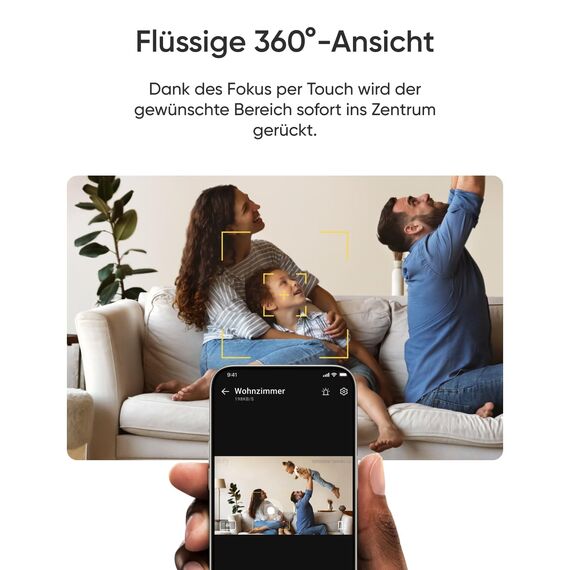 eufy Innenkamera E30, neueste Generation, 4K 8MP UHD Sicherheitskamera, 360° Abdeckung, 6× optischer Zoom, Farbnachtsicht, KI-Erkennung Mensch/Tier/Weinen, Auto-Tracking Mensch/Tier, HomeKit, Schwarz