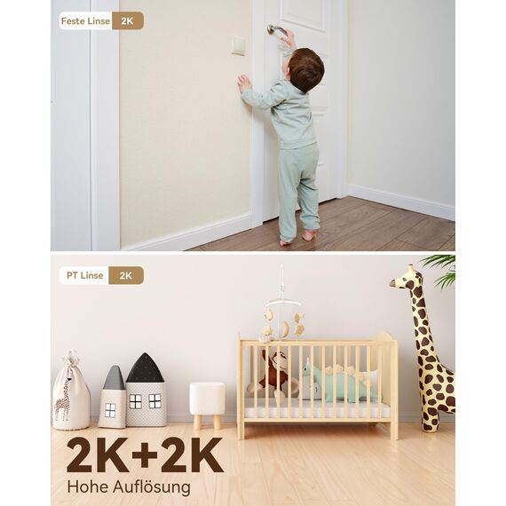 Imou Überwachungskamera Innen mit 2K Dual-Objektiv, 2.4GHz/5GHz WLAN, Personen-/Haustiererkennung, Farbnachtsicht, 360° PTZ Kamera Überwachung Innen, Auto Tracking, 2-Wege-Audio, Sirene,Privater Modus