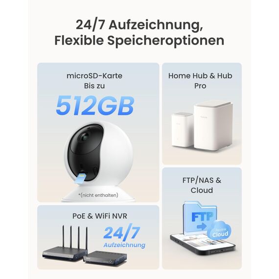 Reolink 3K Überwachungskamera Innen WLAN Schwenkbar, Home und Baby Monitor mit Personen-/Haustier-/Baby-Schreierkennung, Auto-Tracking, 2,4/5GHz WiFi IP Kamera Indoor, 5MP IR-Nachtsicht, E1 Pro