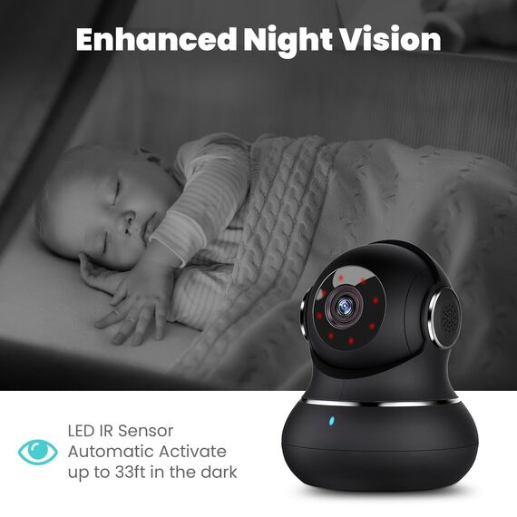 litokam Little elf Überwachungskamera, 2K Babyphone mit Kamera mit Bewegungserkennung, WLAN Kamera Überwachung Innen mit Nachtsicht, 360° Hundekamera mit APP 2-Wege-Audio, für SD &Cloud-Speicher
