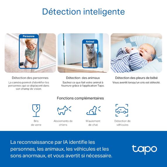 Tapo C230 3K 5MP Überwachungskamera innen 360°, WLAN 2,4GHz, KI-Erkennung, Nachtsicht, Bewegungserkennung, Zwei-Wege-Audio, Kompatibel mit Alexa und Google Assistant, microSD bis 512 GB