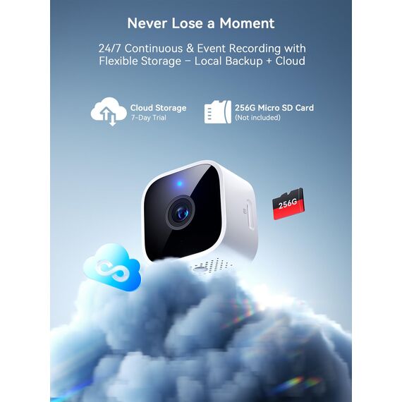 Outinput 2K Plug-in Mini Überwachungskamera Innen, WLAN Indoor Kamera mit IR-Nachtsicht, Hundekamera mit App, Bewegung&Geräusch-Erkennung, 2-Wege-Audio, Sirene, SD&Cloud-Speicher, für Baby&Haustiere