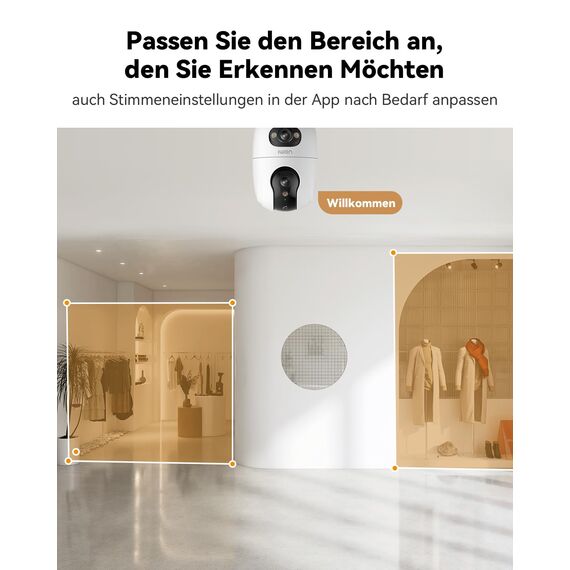 Imou Überwachungskamera Innen mit 2K Dual-Objektiv, 2.4GHz/5GHz WLAN, Personen-/Haustiererkennung, Farbnachtsicht, 360° PTZ Kamera Überwachung Innen, Auto Tracking, 2-Wege-Audio, Sirene,Privater Modus