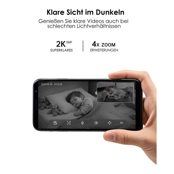 CZEview 3MP+3MP Dual Kameras Überwachung Innen, 5Ghz WLAN 360° Hundekamera Haustierkamera mit APP, Überwachungskamera Innen, ABO Optional, Indoor Camera
