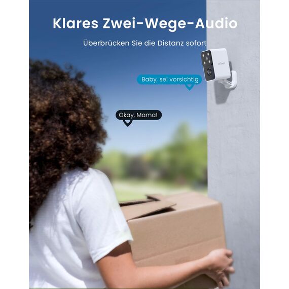ieGeek 180° Überwachungskamera Aussen Akku, Kabellos Überwachungskamera Innen mit PIR-Bewegungserkennung, Farbige Nachtsicht, Zwei-Wege-Audio, 2.4GHz WLAN, Alexa, IP65
