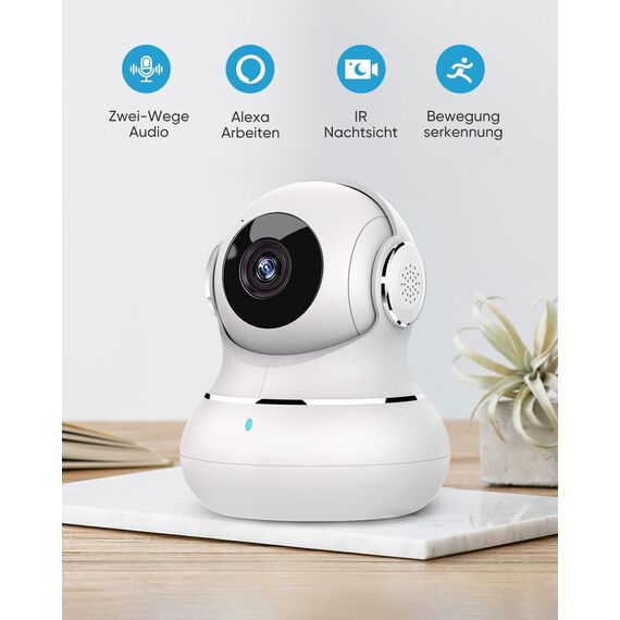 Little elf Überwachungskamera Innen, Litokam Babyphone mit Kamera mit Bewegungserkennung, Zwei-Wege-Audio, 2K WLAN Kamera Überwachung Innen, 4 Stück