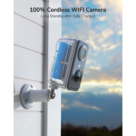 DEATTI Überwachungskamera Aussen Akku, 2K Kamera Überwachung Kabellos WLAN Außen/Innen, IP Kamera Outdoor mit PIR Bewegungsmelder, 2-Wege-Audio, Farbnachtsicht, IP66 Wasserdicht, Cloud/SD Storage