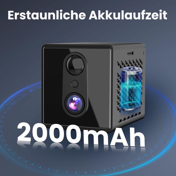 aidowocam Mini Kamera,5G WiFi Überwachungskamera Innen,Kamera Überwachung Innen,Kostenloser Cloud-Speicher, Lange Standby Akku Kamera,Bewegungsmelder,Nachtsicht,Unterstützt SD-Speicher
