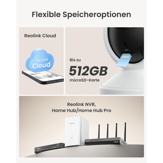 Reolink 2K Überwachungskamera Innen, 360°-Ansicht Indoor Kamera WLAN mit Auto-Tracking, Baby Monitor mit Personen-/Tier-/Weinen-Erkennung, 2,4 GHz Wi-Fi, Privatmodus, 2-Wege-Audio, E1 4MP