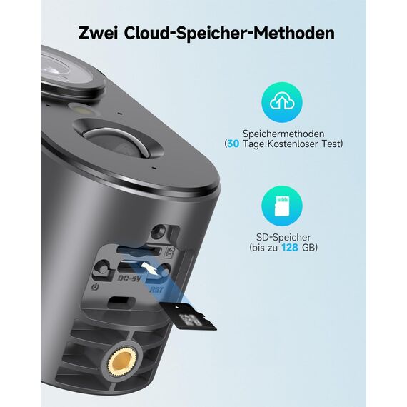 PESAIR 2K WiFi Überwachungskamera mit Solarpanel - WiFi Überwachungskamera Außen Wireless Akku, Nachtsicht Farbe, Außen/Innen, PIR Bewegungserkennung, IP66, Schwarz-2