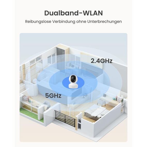 Reolink 3K Überwachungskamera Innen WLAN Schwenkbar, Home und Baby Monitor mit Personen-/Haustier-/Baby-Schreierkennung, Auto-Tracking, 2,4/5GHz WiFi IP Kamera Indoor, 5MP IR-Nachtsicht, E1 Pro